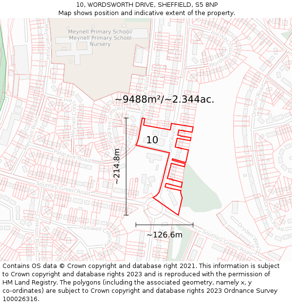 10, WORDSWORTH DRIVE, SHEFFIELD, S5 8NP: Plot and title map