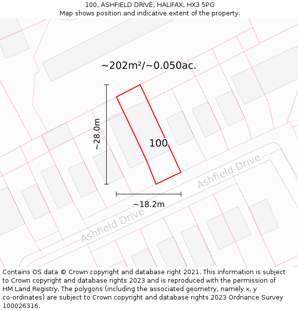 100, ASHFIELD DRIVE, HALIFAX, HX3 5PG: Plot and title map