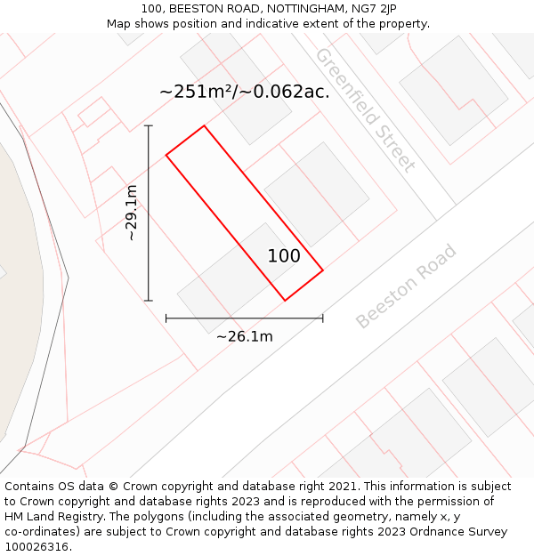 100, BEESTON ROAD, NOTTINGHAM, NG7 2JP: Plot and title map