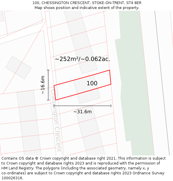 100, CHESSINGTON CRESCENT, STOKE-ON-TRENT, ST4 8ER: Plot and title map