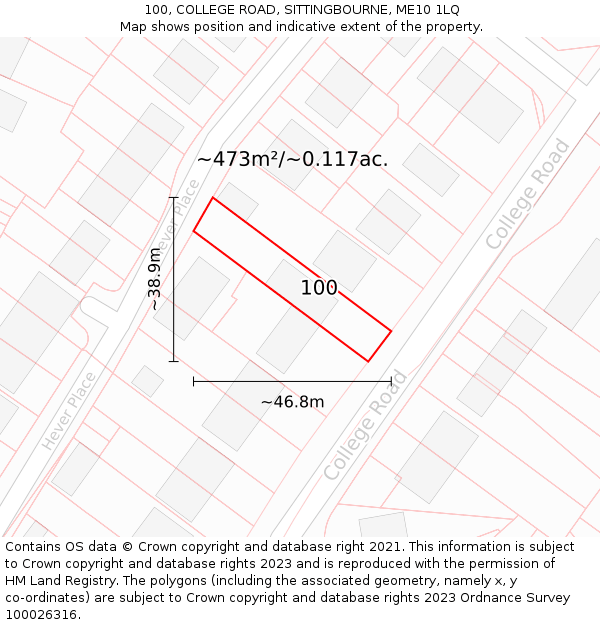 100, COLLEGE ROAD, SITTINGBOURNE, ME10 1LQ: Plot and title map