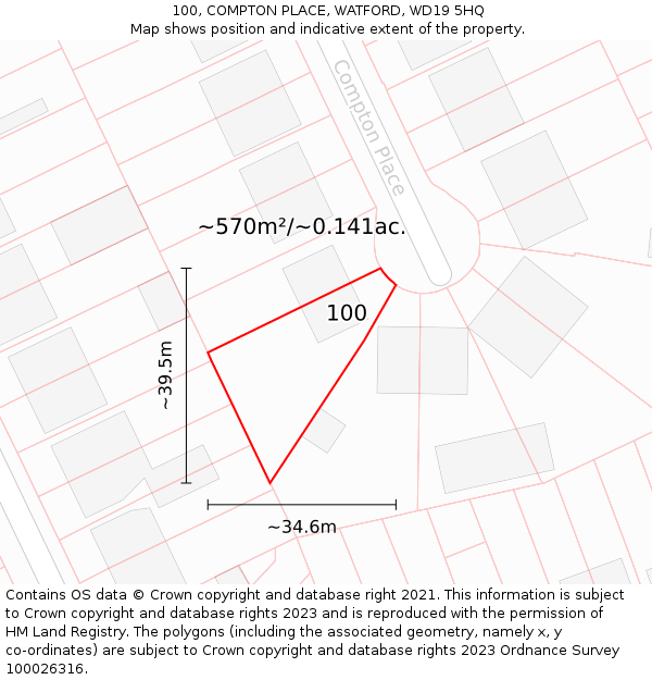 100, COMPTON PLACE, WATFORD, WD19 5HQ: Plot and title map