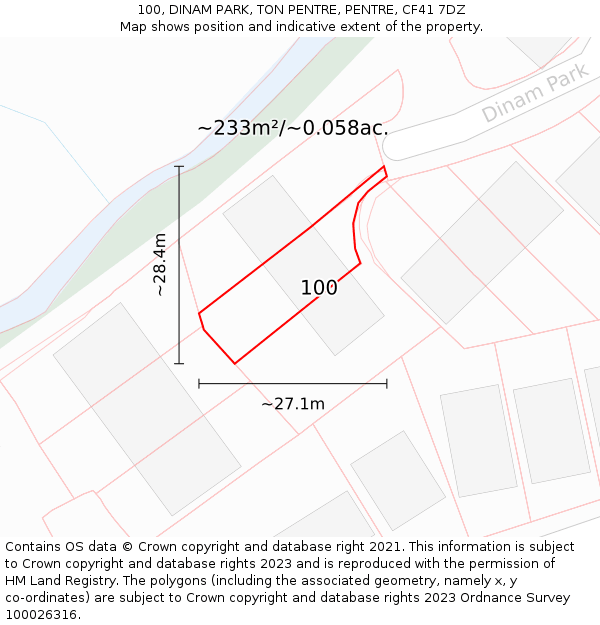 100, DINAM PARK, TON PENTRE, PENTRE, CF41 7DZ: Plot and title map