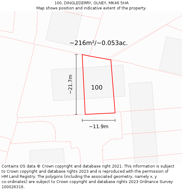 100, DINGLEDERRY, OLNEY, MK46 5HA: Plot and title map