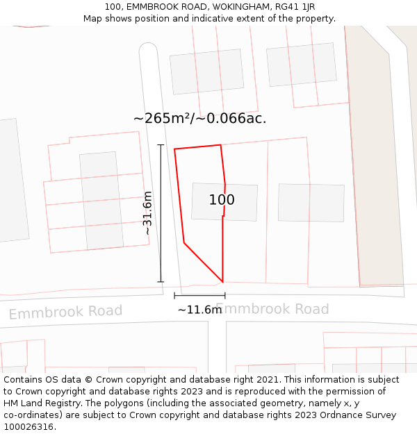 100, EMMBROOK ROAD, WOKINGHAM, RG41 1JR: Plot and title map