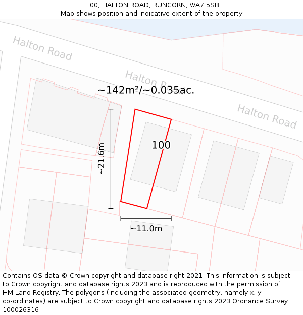 100, HALTON ROAD, RUNCORN, WA7 5SB: Plot and title map