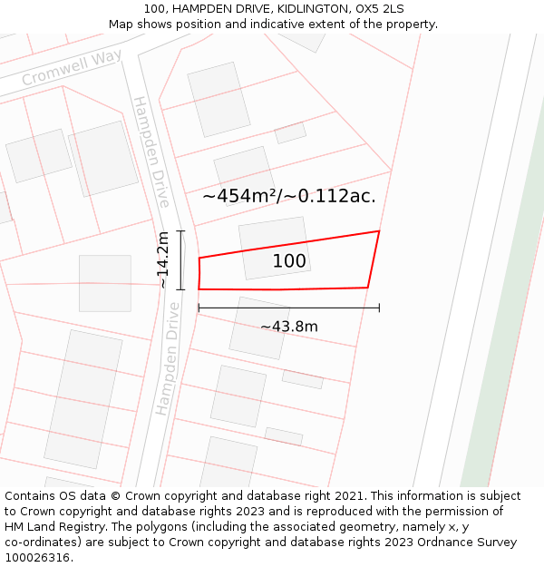 100, HAMPDEN DRIVE, KIDLINGTON, OX5 2LS: Plot and title map