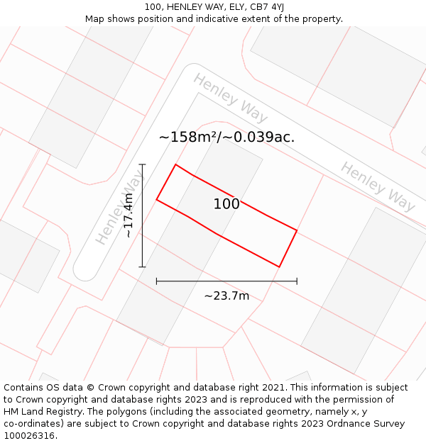 100, HENLEY WAY, ELY, CB7 4YJ: Plot and title map