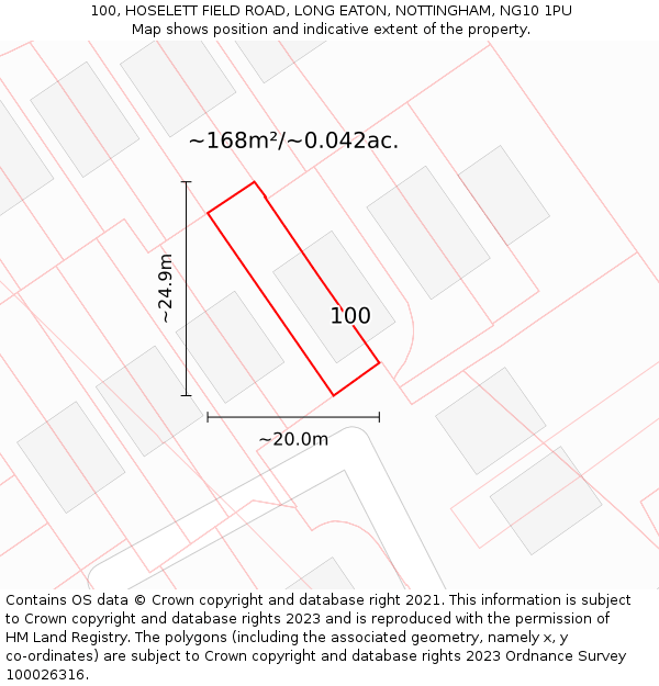 100, HOSELETT FIELD ROAD, LONG EATON, NOTTINGHAM, NG10 1PU: Plot and title map