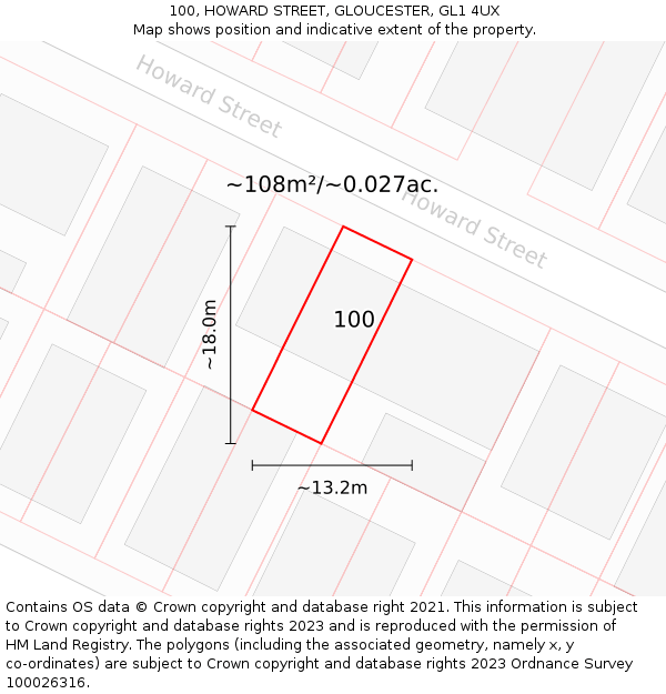 100, HOWARD STREET, GLOUCESTER, GL1 4UX: Plot and title map