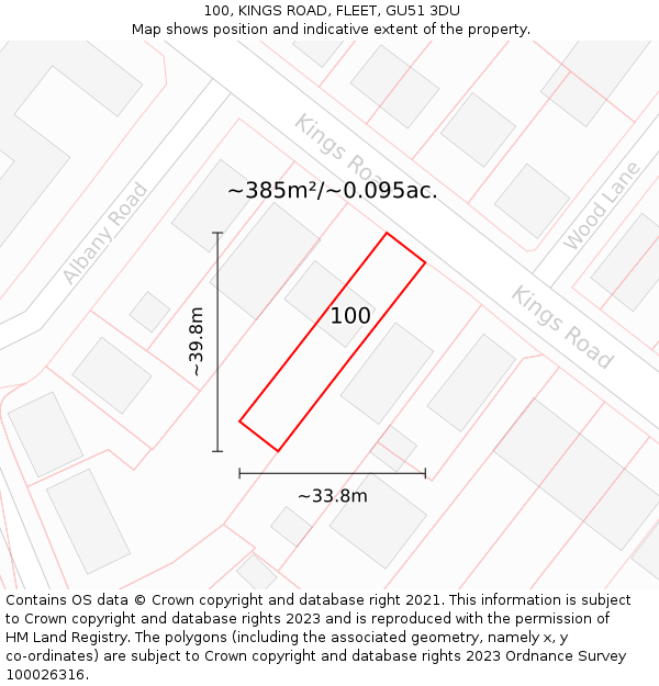 100, KINGS ROAD, FLEET, GU51 3DU: Plot and title map