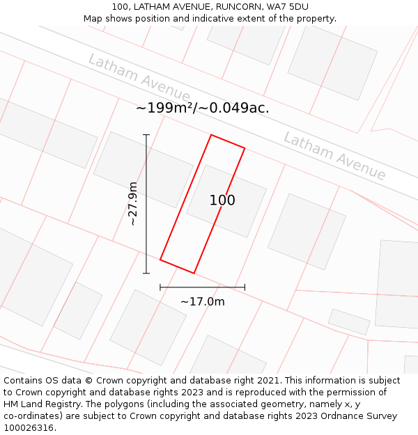 100, LATHAM AVENUE, RUNCORN, WA7 5DU: Plot and title map