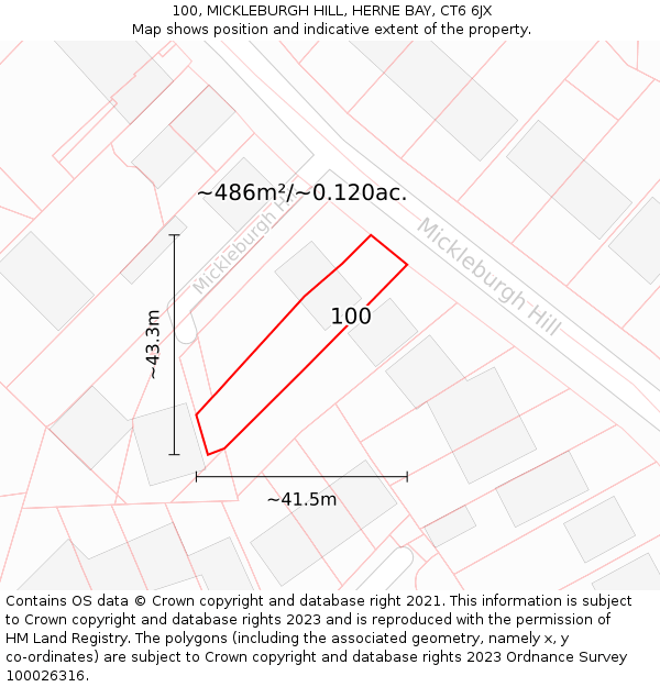 100, MICKLEBURGH HILL, HERNE BAY, CT6 6JX: Plot and title map