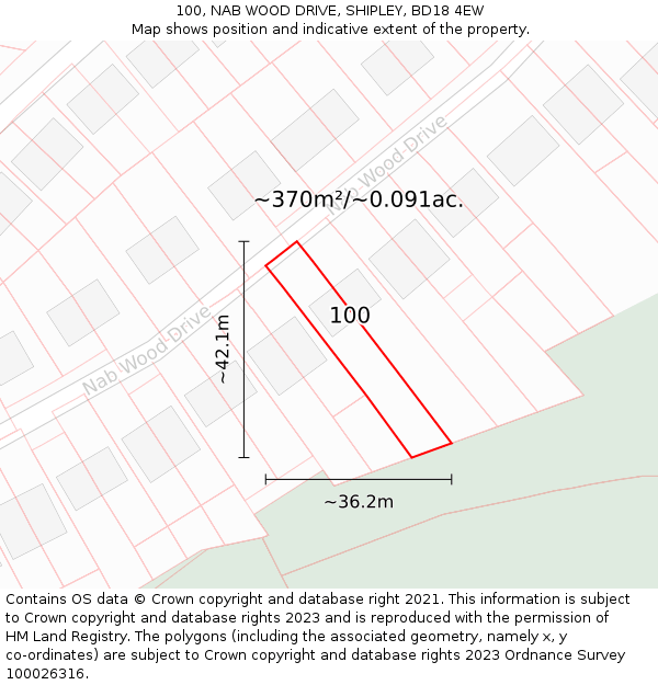 100, NAB WOOD DRIVE, SHIPLEY, BD18 4EW: Plot and title map