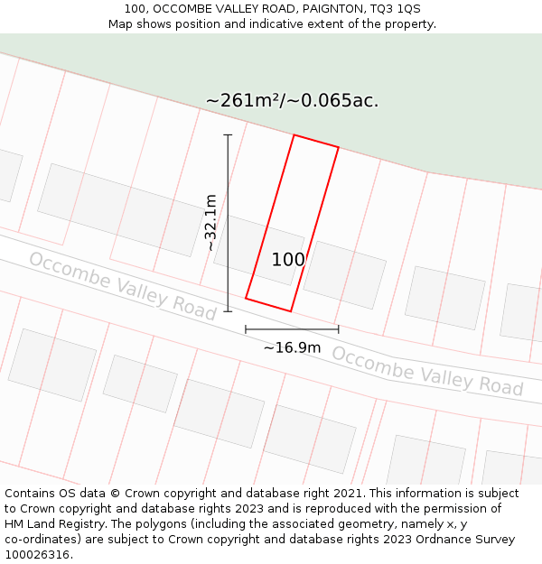 100, OCCOMBE VALLEY ROAD, PAIGNTON, TQ3 1QS: Plot and title map