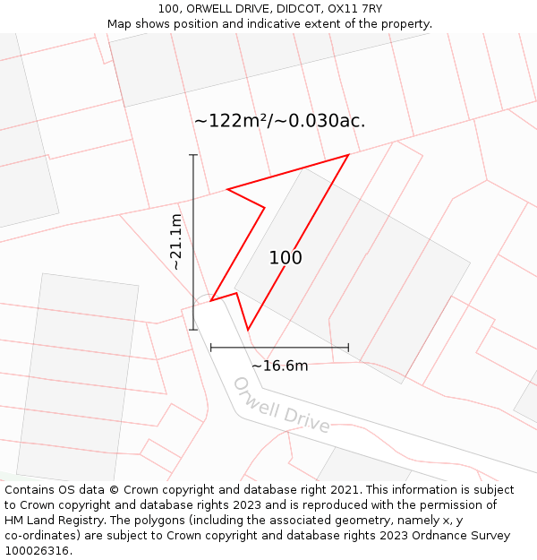 100, ORWELL DRIVE, DIDCOT, OX11 7RY: Plot and title map