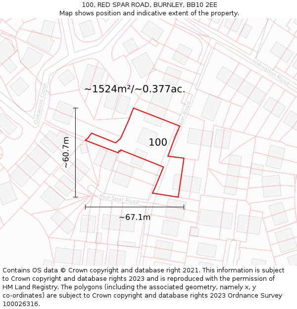 100, RED SPAR ROAD, BURNLEY, BB10 2EE: Plot and title map