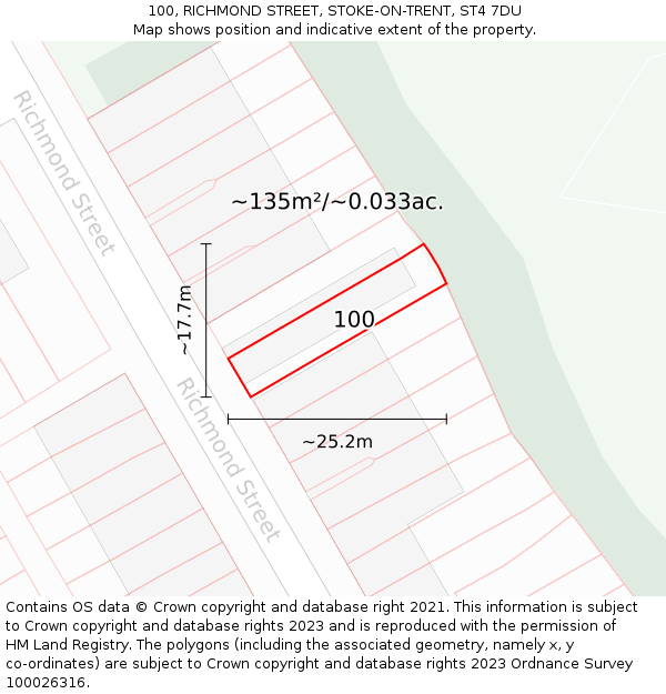 100, RICHMOND STREET, STOKE-ON-TRENT, ST4 7DU: Plot and title map