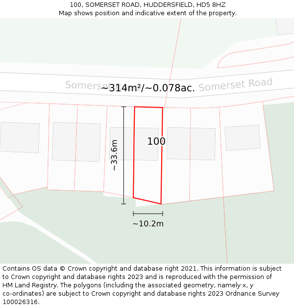 100, SOMERSET ROAD, HUDDERSFIELD, HD5 8HZ: Plot and title map