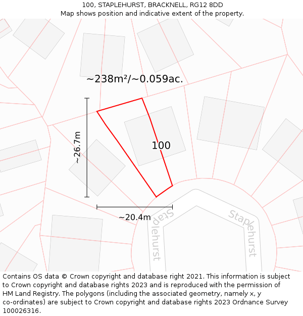 100, STAPLEHURST, BRACKNELL, RG12 8DD: Plot and title map