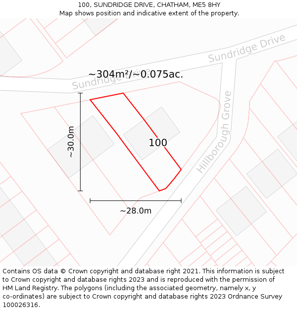 100, SUNDRIDGE DRIVE, CHATHAM, ME5 8HY: Plot and title map