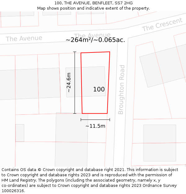 100, THE AVENUE, BENFLEET, SS7 2HG: Plot and title map