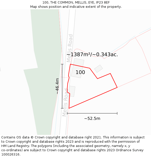 100, THE COMMON, MELLIS, EYE, IP23 8EF: Plot and title map