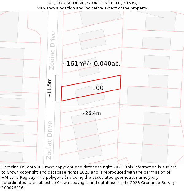 100, ZODIAC DRIVE, STOKE-ON-TRENT, ST6 6QJ: Plot and title map