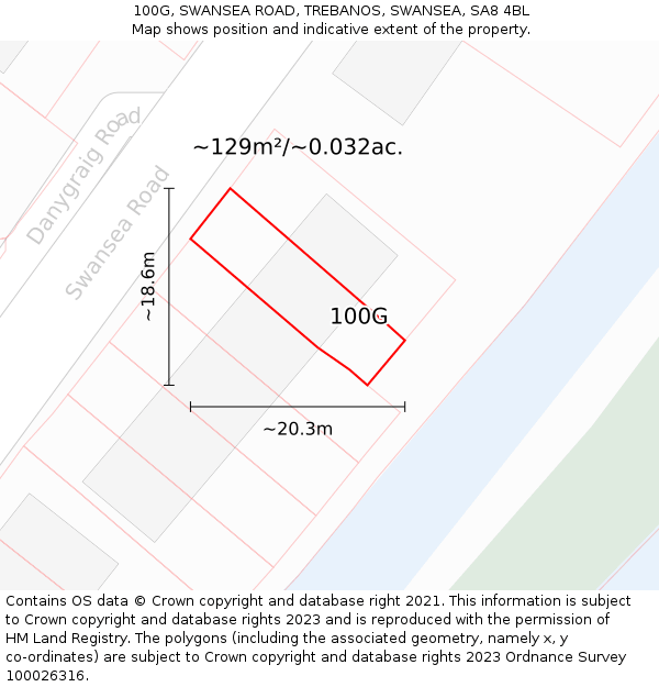 100G, SWANSEA ROAD, TREBANOS, SWANSEA, SA8 4BL: Plot and title map