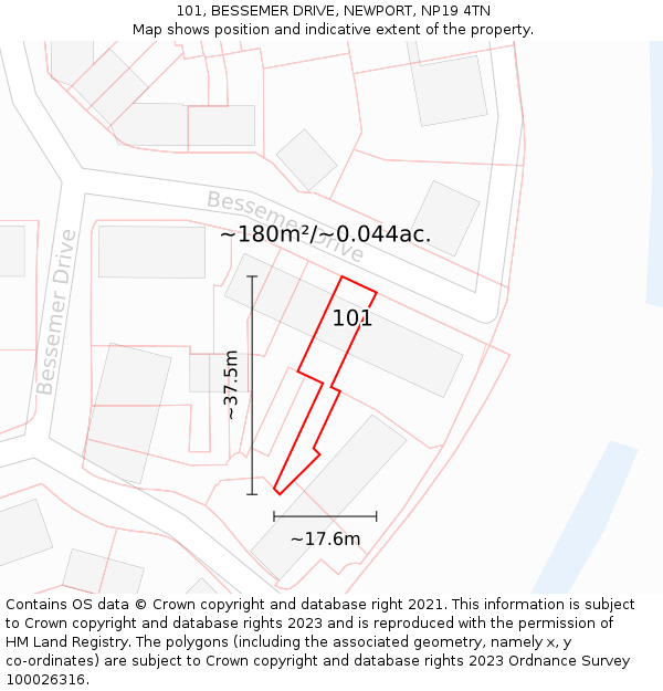 101, BESSEMER DRIVE, NEWPORT, NP19 4TN: Plot and title map