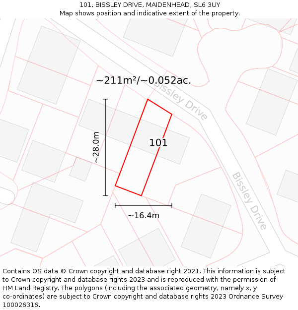 101, BISSLEY DRIVE, MAIDENHEAD, SL6 3UY: Plot and title map