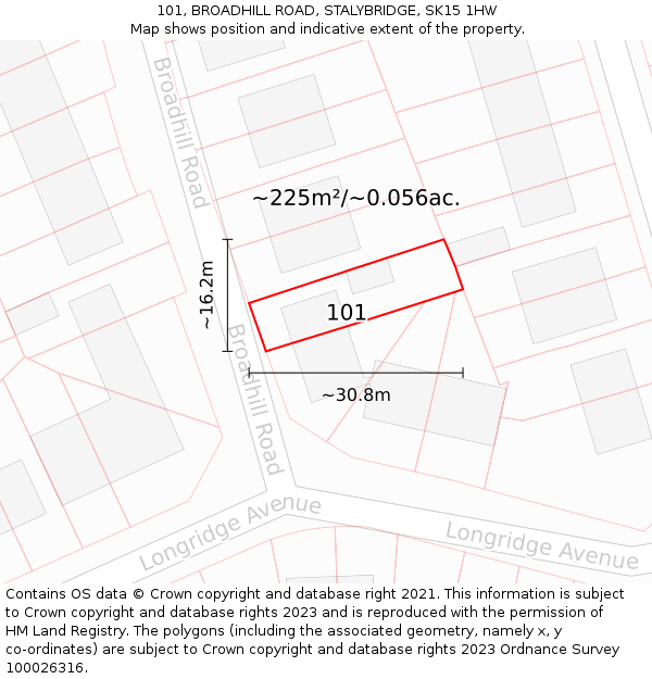 101, BROADHILL ROAD, STALYBRIDGE, SK15 1HW: Plot and title map