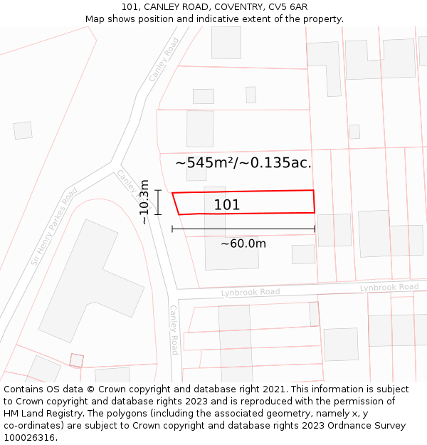 101, CANLEY ROAD, COVENTRY, CV5 6AR: Plot and title map