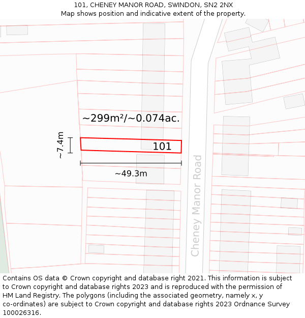 101, CHENEY MANOR ROAD, SWINDON, SN2 2NX: Plot and title map