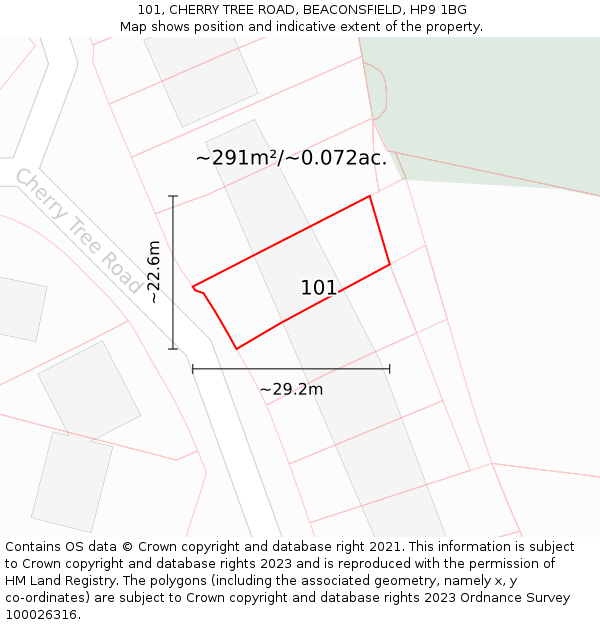 101, CHERRY TREE ROAD, BEACONSFIELD, HP9 1BG: Plot and title map