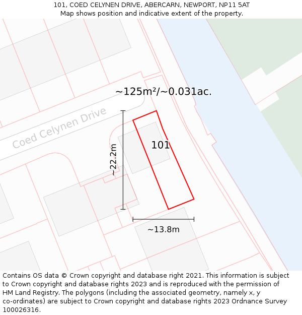 101, COED CELYNEN DRIVE, ABERCARN, NEWPORT, NP11 5AT: Plot and title map