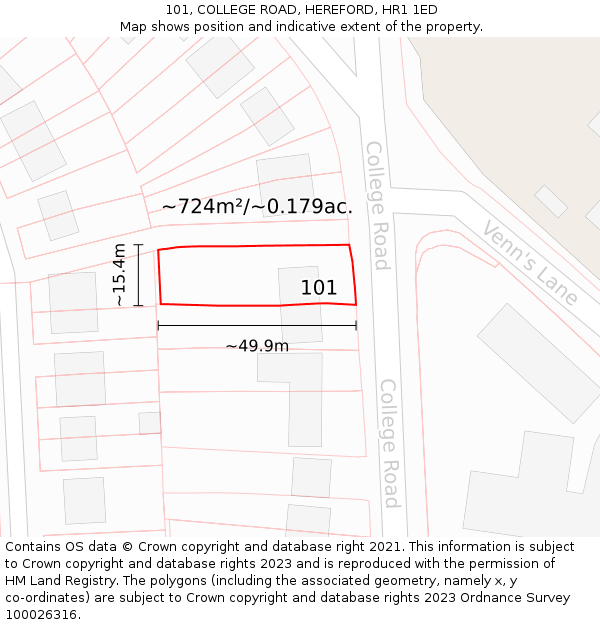 101, COLLEGE ROAD, HEREFORD, HR1 1ED: Plot and title map