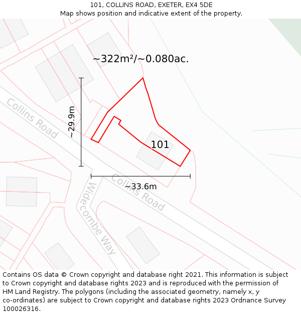 101, COLLINS ROAD, EXETER, EX4 5DE: Plot and title map