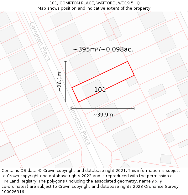 101, COMPTON PLACE, WATFORD, WD19 5HQ: Plot and title map