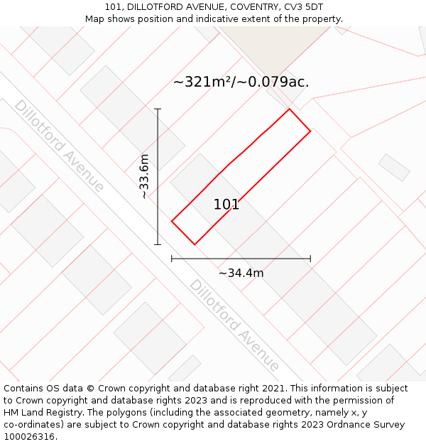 101, DILLOTFORD AVENUE, COVENTRY, CV3 5DT: Plot and title map