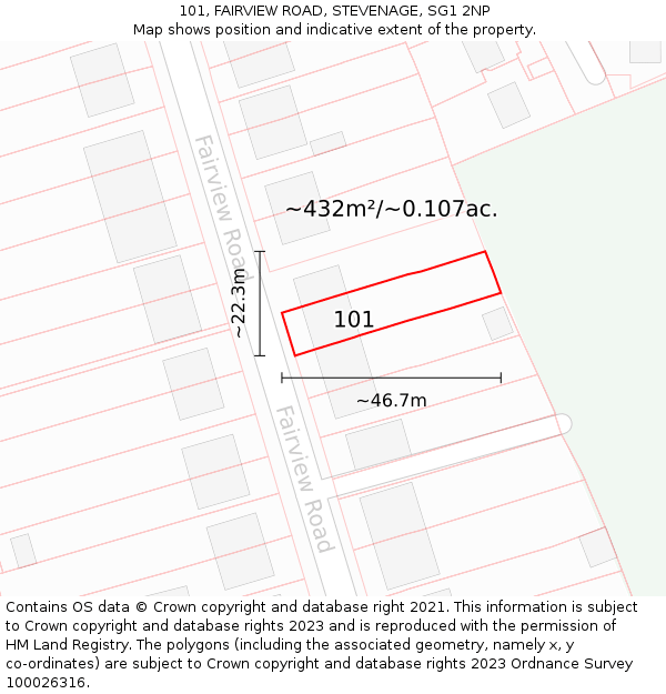 101, FAIRVIEW ROAD, STEVENAGE, SG1 2NP: Plot and title map