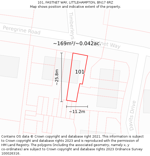 101, FASTNET WAY, LITTLEHAMPTON, BN17 6RZ: Plot and title map