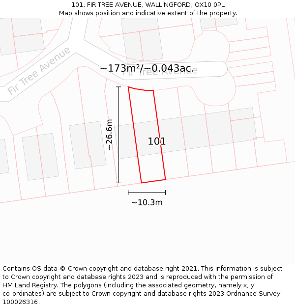 101, FIR TREE AVENUE, WALLINGFORD, OX10 0PL: Plot and title map