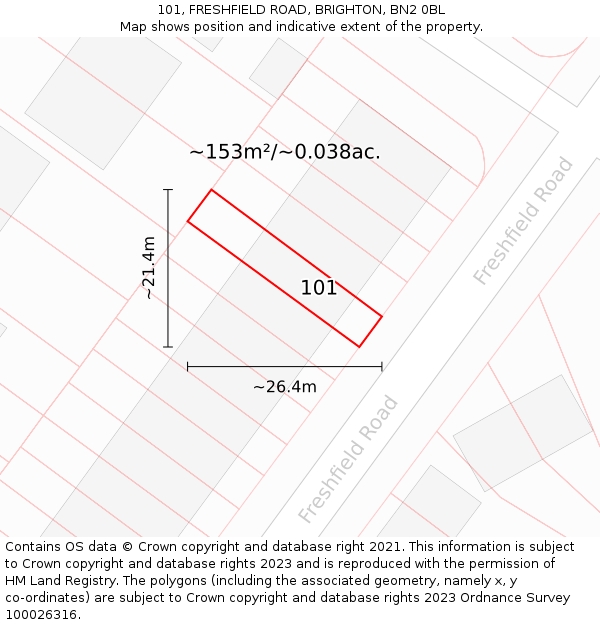 101, FRESHFIELD ROAD, BRIGHTON, BN2 0BL: Plot and title map