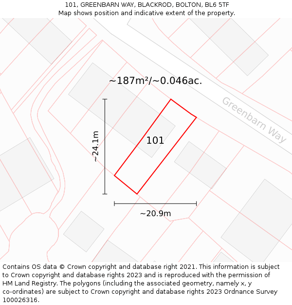 101, GREENBARN WAY, BLACKROD, BOLTON, BL6 5TF: Plot and title map