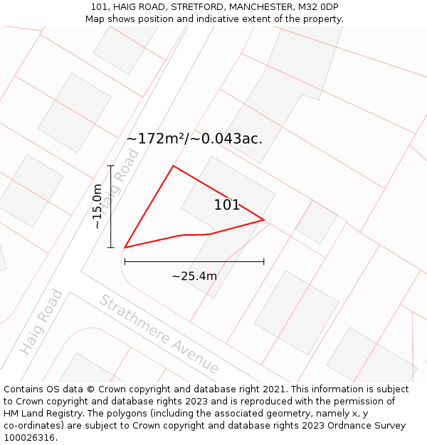 101, HAIG ROAD, STRETFORD, MANCHESTER, M32 0DP: Plot and title map