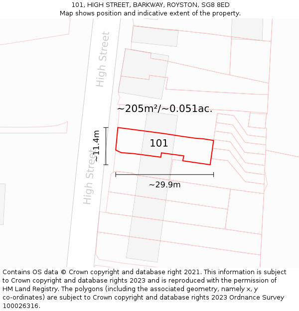 101, HIGH STREET, BARKWAY, ROYSTON, SG8 8ED: Plot and title map