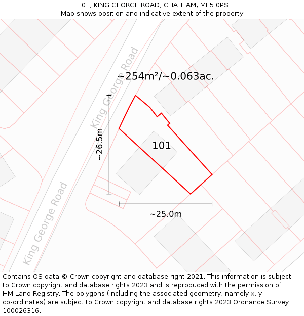 101, KING GEORGE ROAD, CHATHAM, ME5 0PS: Plot and title map