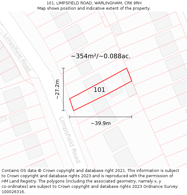 101, LIMPSFIELD ROAD, WARLINGHAM, CR6 9RH: Plot and title map