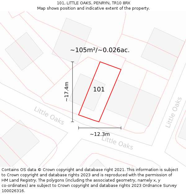 101, LITTLE OAKS, PENRYN, TR10 8RX: Plot and title map